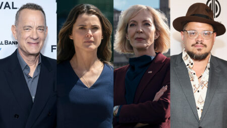 Tom Hanks, Keri Russell and Allison Janney in The Diplomat and Sterlin Harjo