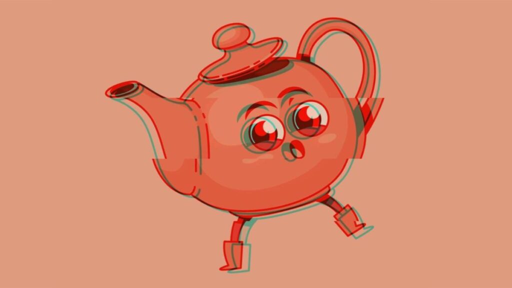 a screenshot of the TeaOnHer logo on an orange-ish background.