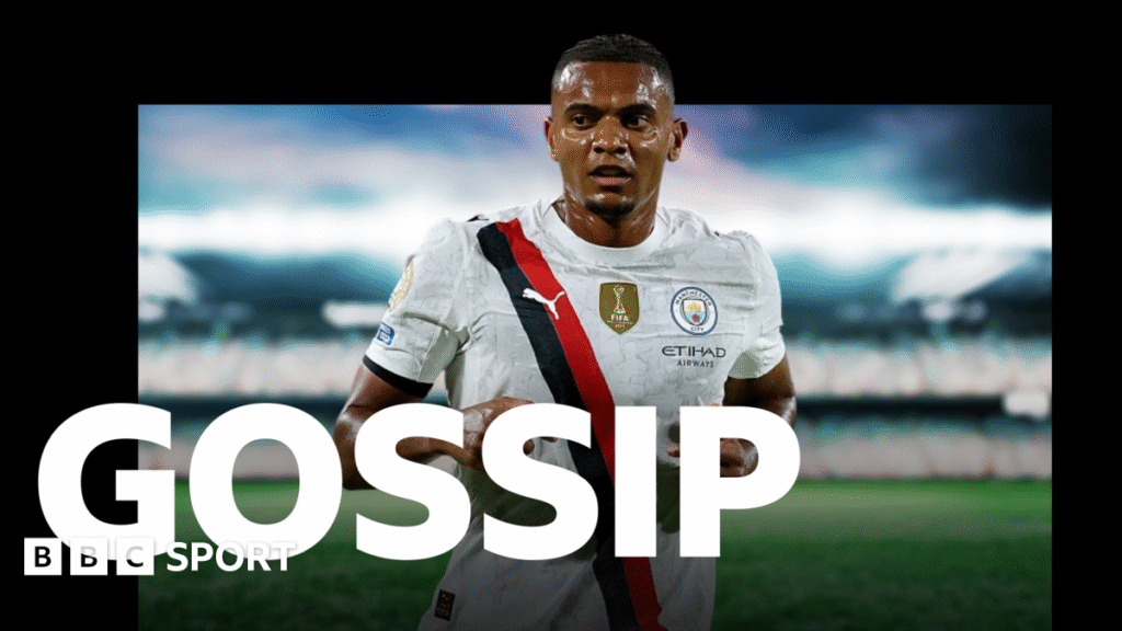 Manuel Akanji with the word Gossip at the forefront of him.