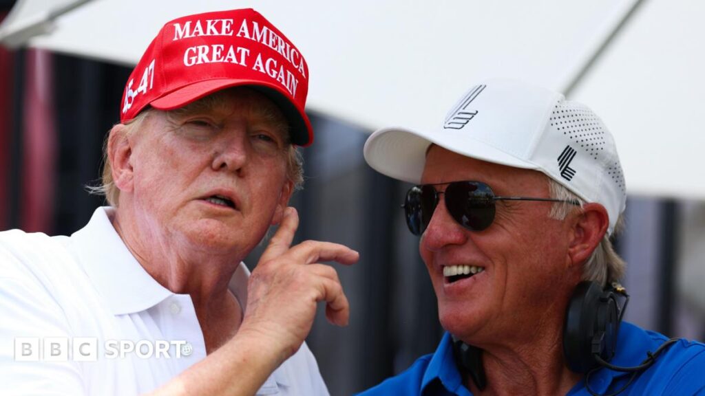 Donald Trump and Greg Norman in conversation