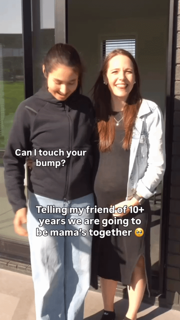 Her reaction to learning her bestie is also pregnant
