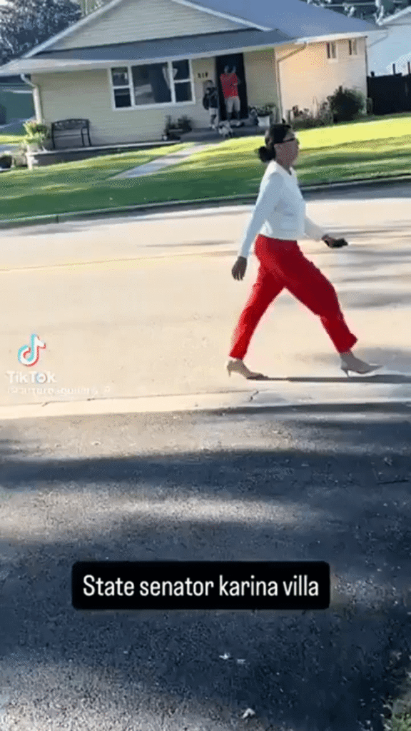 Karina Villa protecting her constituents by literally running ICE off the streets in West Chicago and yelling to residents to stay inside their homes