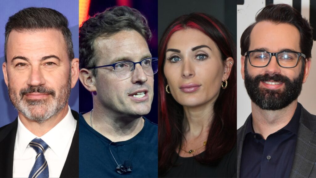 From left: Jimmy Kimmel, Benny Johnson, Laura Loomer and Matt Walsh.