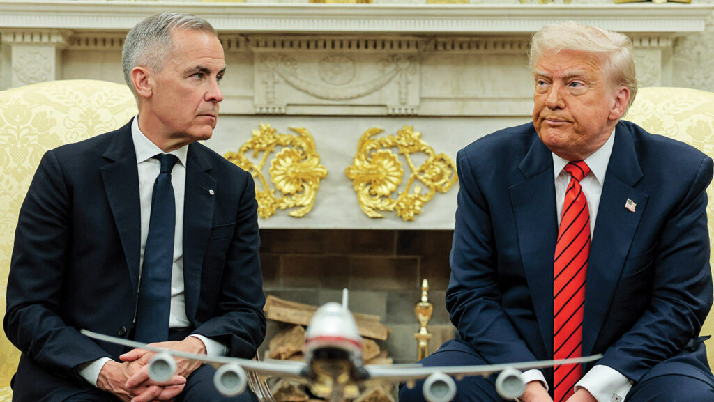 Canadian Prime Minister Mark Carney (left) and President Donald Trump met in the gold-encrusted Oval Office in May.