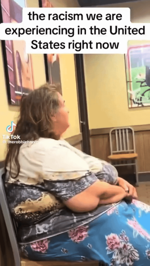 A MAGA woman at a Pizza Hut in Gladstone, MO, tried to call ICE on a couple waiting for their food, telling them it’s “English only” in the U.S. She declared, “English is the capital of America,” and ordered them to “self deport back to Puerto Rico.” “I am not racist, I am standing up for America”