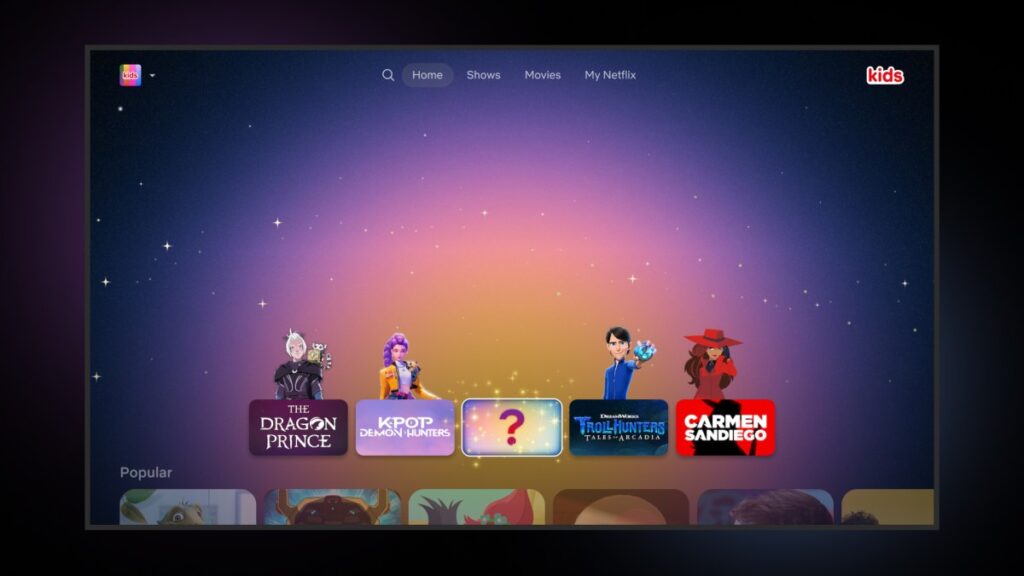 Netflix launches redesigned profiles for kids a screenshot of the Netflix redesigned homepage for kids.