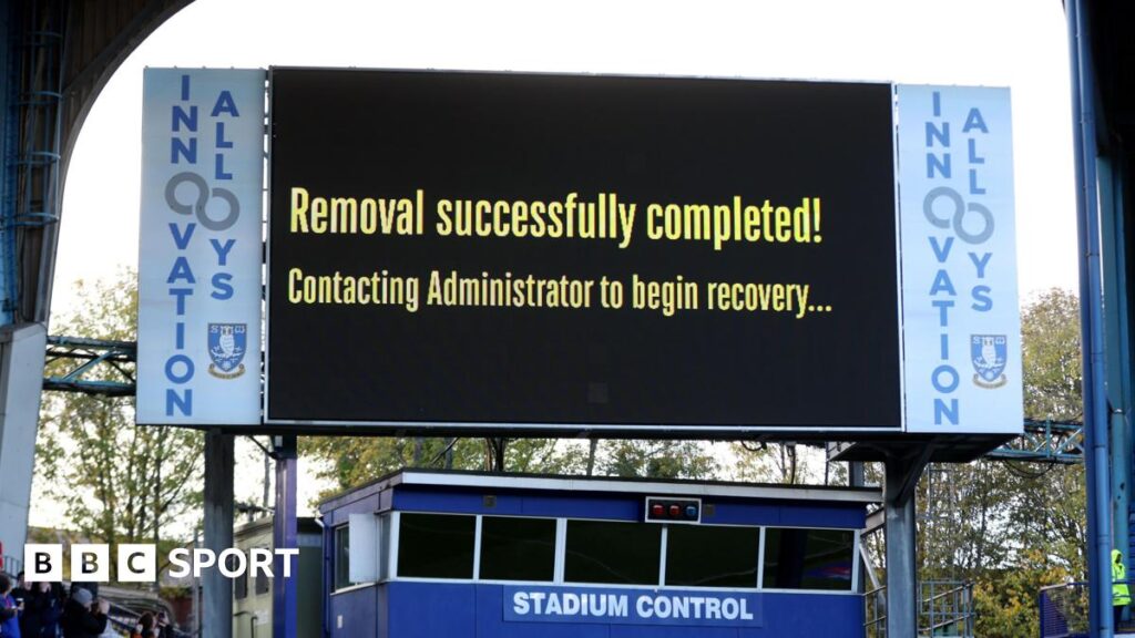 Sheffield Wednesday: Hope for the future, but difficult present remains The big screen at Sheffield Wednesday reads: "Removal successfully completed - Contacting Administrator to complete recovery..."