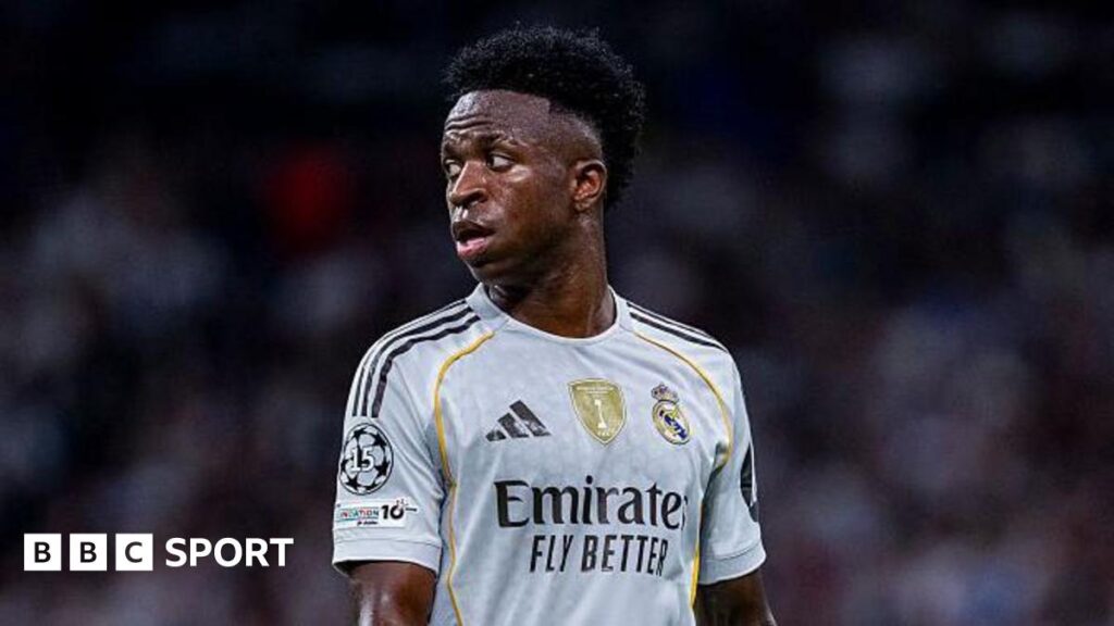 Vinicius Jr apologises to Real Madrid fans Vinicius Jr wearing a white Real Madrid shirt