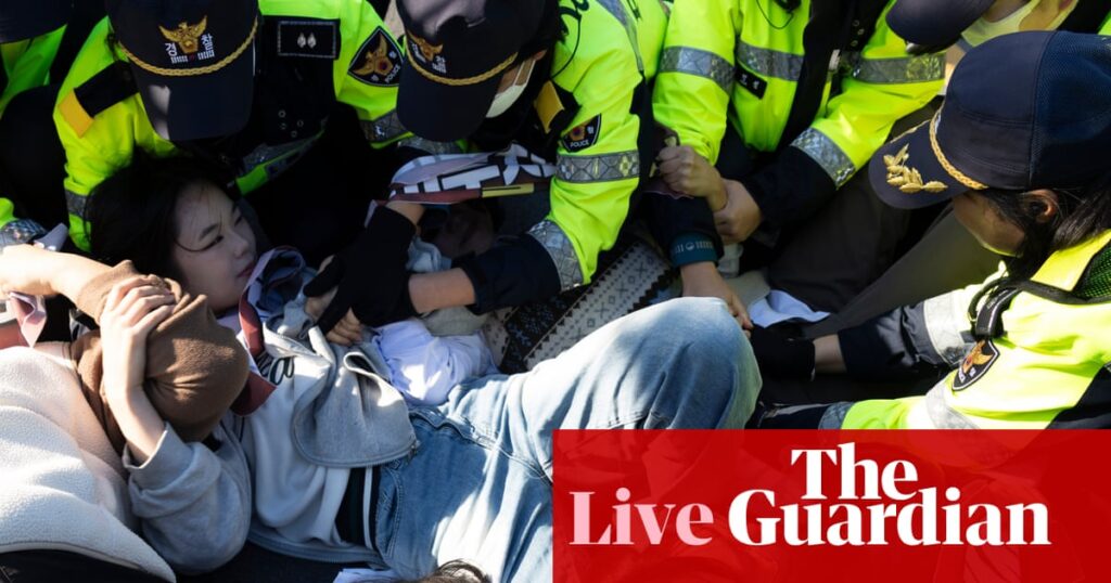 ‘No Trump’ protests in South Korea as US president finalises trade deal with Lee Jae Myung – US politics live | Donald Trump