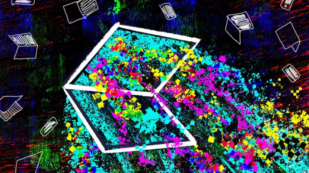 Cybersecurity firm Deepwatch lays off dozens, citing move to “accelerate” AI investment an illustration of data spilling out of a laptop screen surrounded by patterns of laptops and other devices on a darkened background