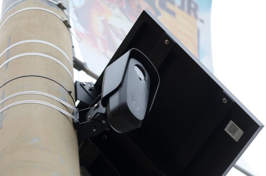 a Flock license plate surveillance camera on a street pole in San Francisco.