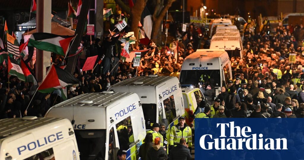 Protests outside match between Aston Villa and Maccabi Tel Aviv lead to 11 arrests | Aston Villa