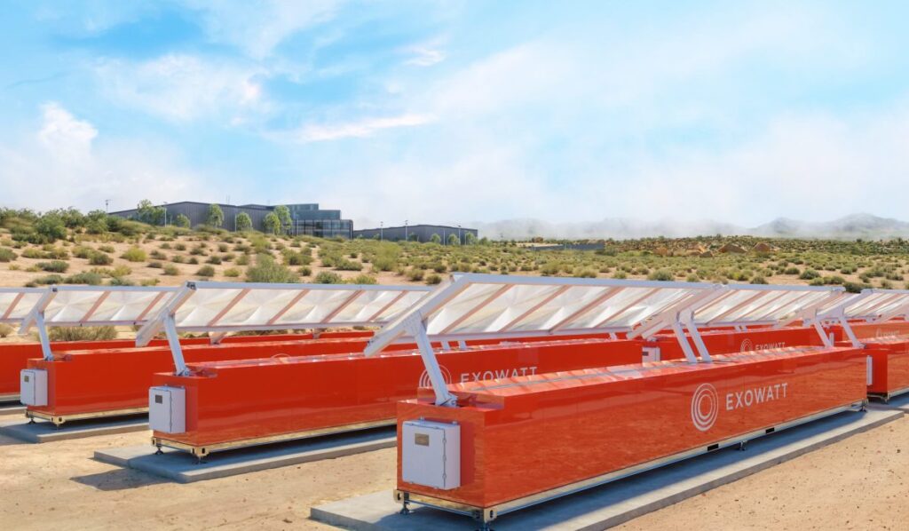 Sam Atlman-backed Exowatt wants to power AI data centers with billions of hot rocks Exowatt's orange P3 units sit on sandy ground near a data center.