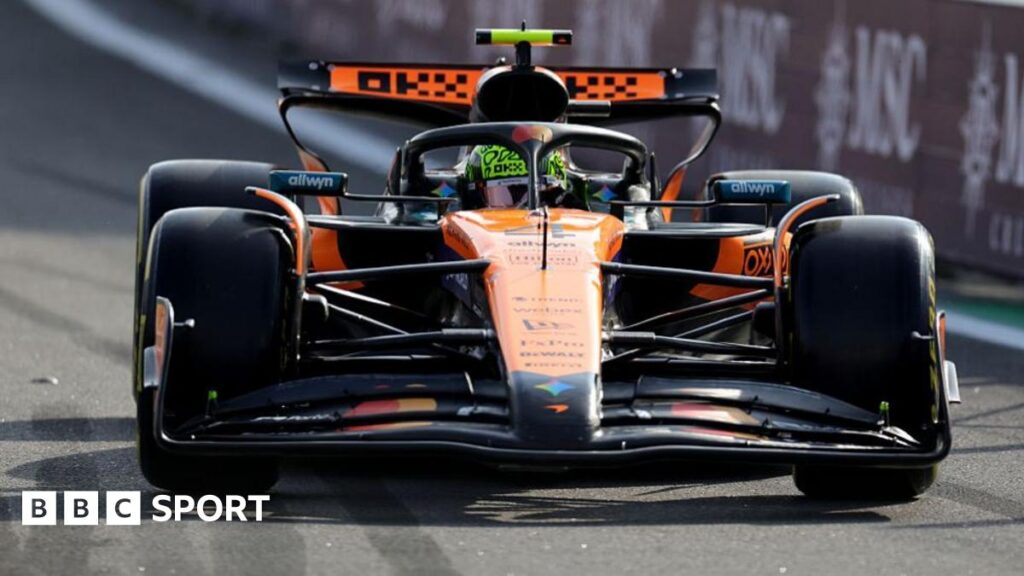 Sao Paulo Grand Prix: Lando Norris takes sprint pole with Oscar Piastri third in Interlagos McLaren's Lando Norris during Sao Paulo Grand Prix sprint qualifying