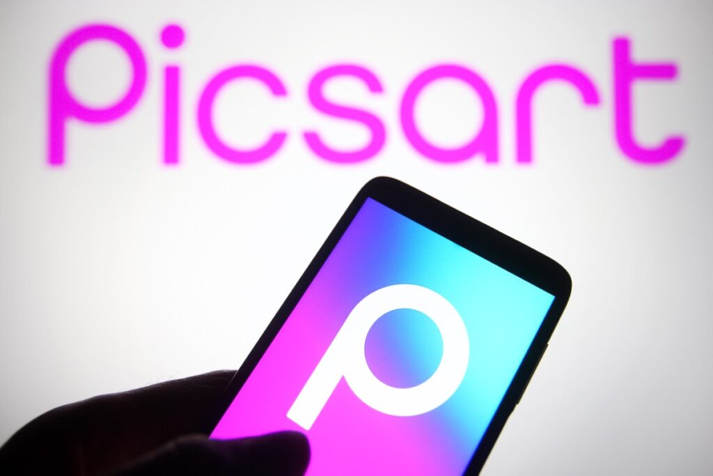 AI design platform Picsart launches a creator monetization program The Picsart logo on a phone
